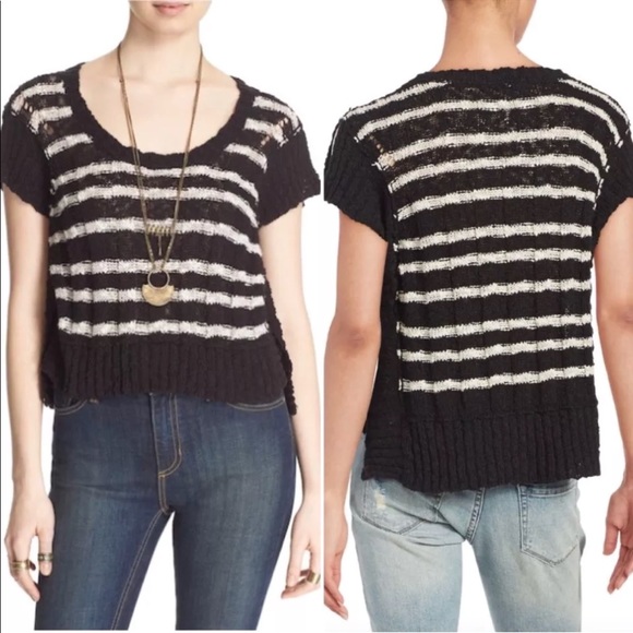 Free People Tops - Free People Knit Top Stripe Rib Sweater Tee
